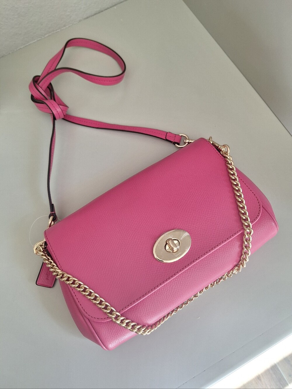 COACH Crossgrain Mini Ruby Crossbody Chain Shoulder in Dahlia Pink F34604 NEW